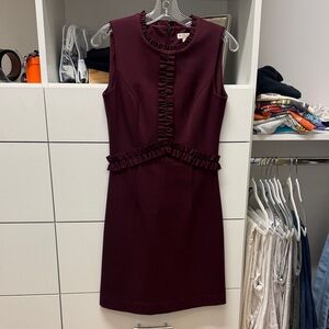 Brooks Brothers Burgundy Ruffle Mini Dress